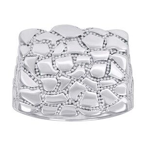 925 Sterling Silver Mens Nugget Square Head Fashion Ring Size 10